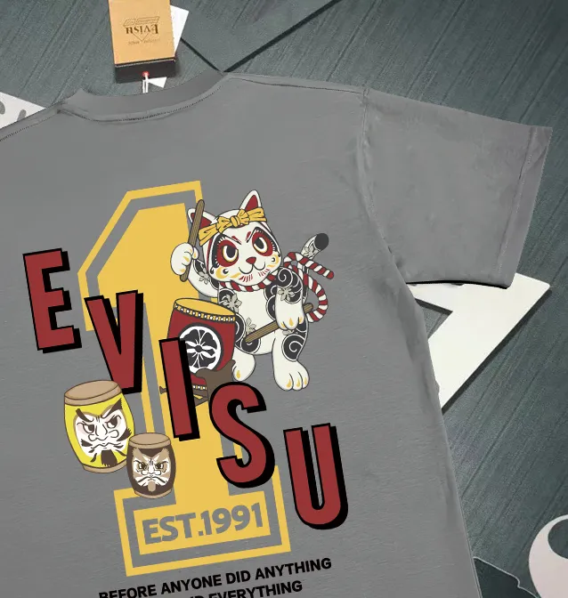 Evisu 2025New Arrival T ⚠ Quality⚠ Same Style T 。 ，Black S-XXL，White S-XXL，Gray M-XXL，Red S-XXL， Red M-XXL